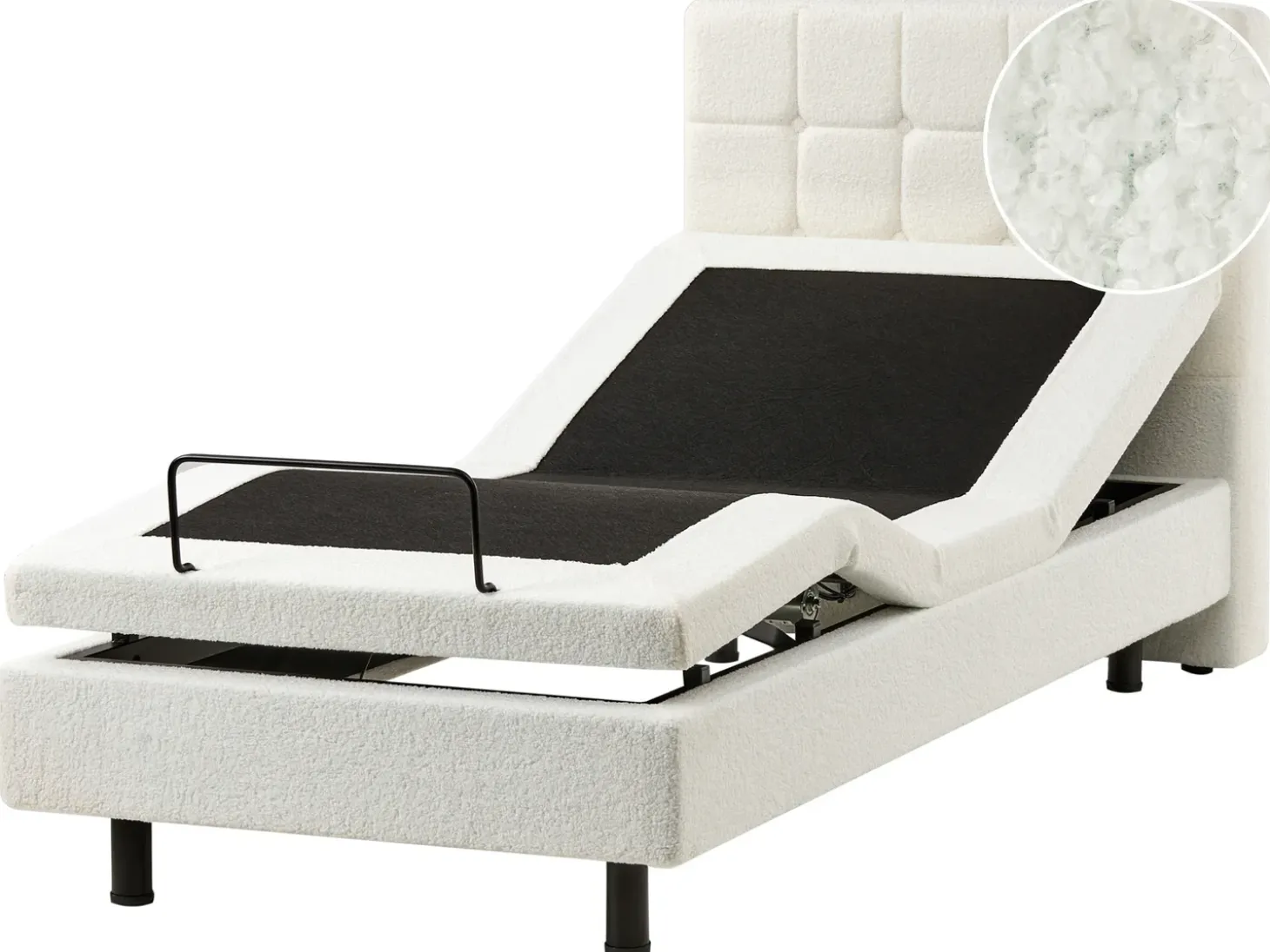 Clearance Łóżko regulowane Boucle DUKE 90 x 200 cm Złamana biel Łóżka Tapicerowane|Łóżka Regulowane