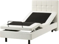 Clearance Łóżko regulowane Boucle DUKE 90 x 200 cm Złamana biel Łóżka Tapicerowane|Łóżka Regulowane