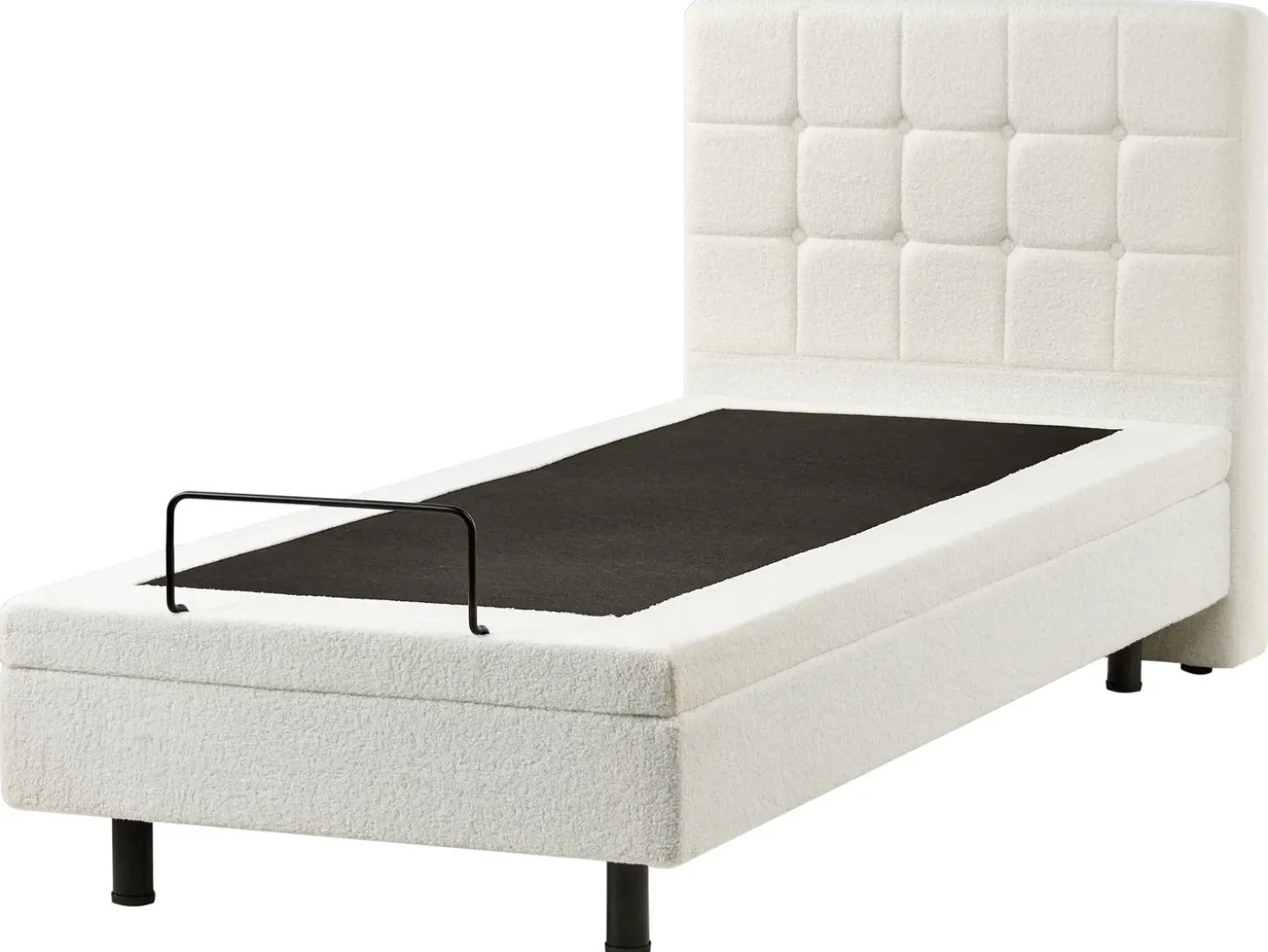 Clearance Łóżko regulowane Boucle DUKE 90 x 200 cm Złamana biel Łóżka Tapicerowane|Łóżka Regulowane