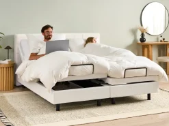Boucle DUKE 180 x 200 cm Złamana biel Łóżka Tapicerowane|Łóżka Podwójne