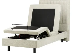 Outlet CASTELLAN 90 x 200 cm Beżowy Łóżka Tapicerowane|Łóżka Regulowane