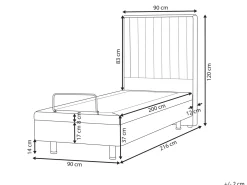 Outlet CASTELLAN 90 x 200 cm Beżowy Łóżka Tapicerowane|Łóżka Regulowane