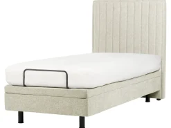 Outlet CASTELLAN 90 x 200 cm Beżowy Łóżka Tapicerowane|Łóżka Regulowane