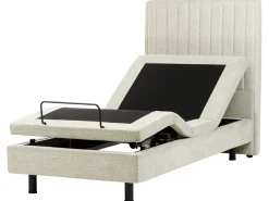 Outlet CASTELLAN 90 x 200 cm Beżowy Łóżka Tapicerowane|Łóżka Regulowane