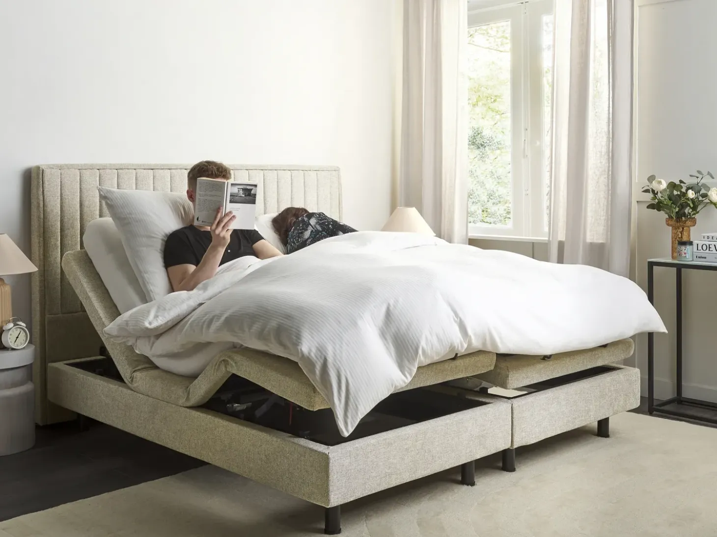 Clearance CASTELLAN 180 x 200 cm Beżowy Łóżka Tapicerowane|Łóżka Podwójne