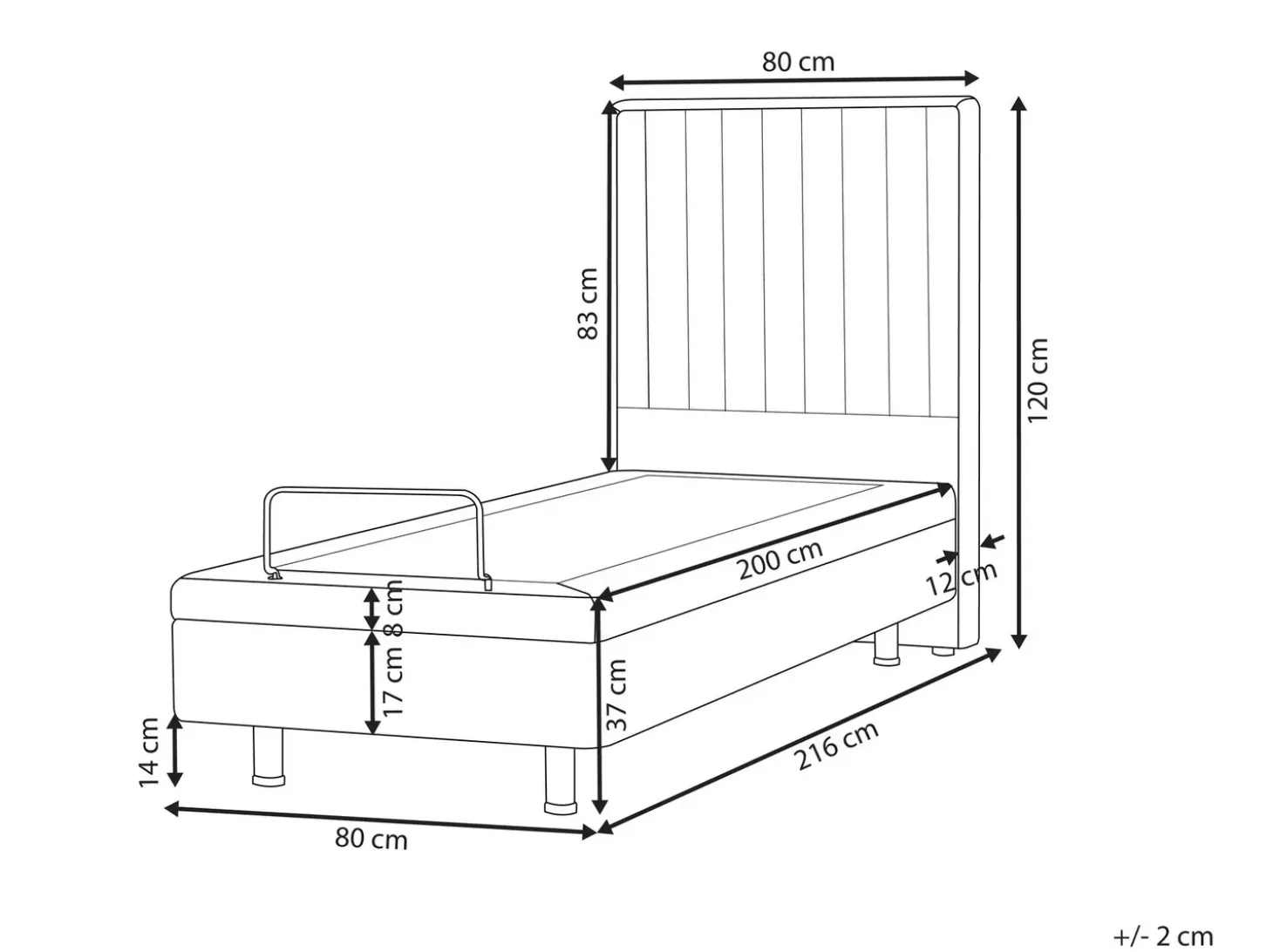 Clearance CASTELLAN 80 x 200 cm Ciemnoszary Łóżka Tapicerowane|Łóżka Regulowane