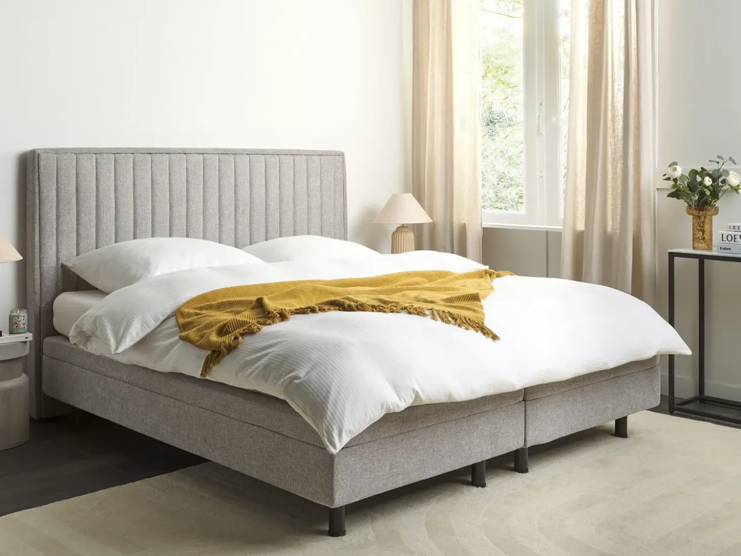 Sale Łóżko regulowane CASTELLAN 180 x 200 cm Jasno Łóżka Tapicerowane|Łóżka Podwójne
