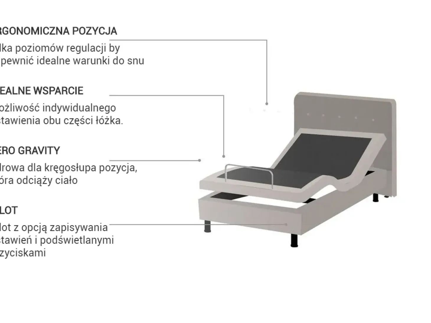 Łóżko regulowane DUKE 90 x 200 cm Beżowy
