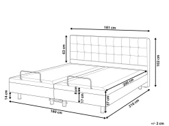 Sale Łóżko regulowane DUKE 180 x 200 cm Ciemno Łóżka Tapicerowane|Łóżka Podwójne