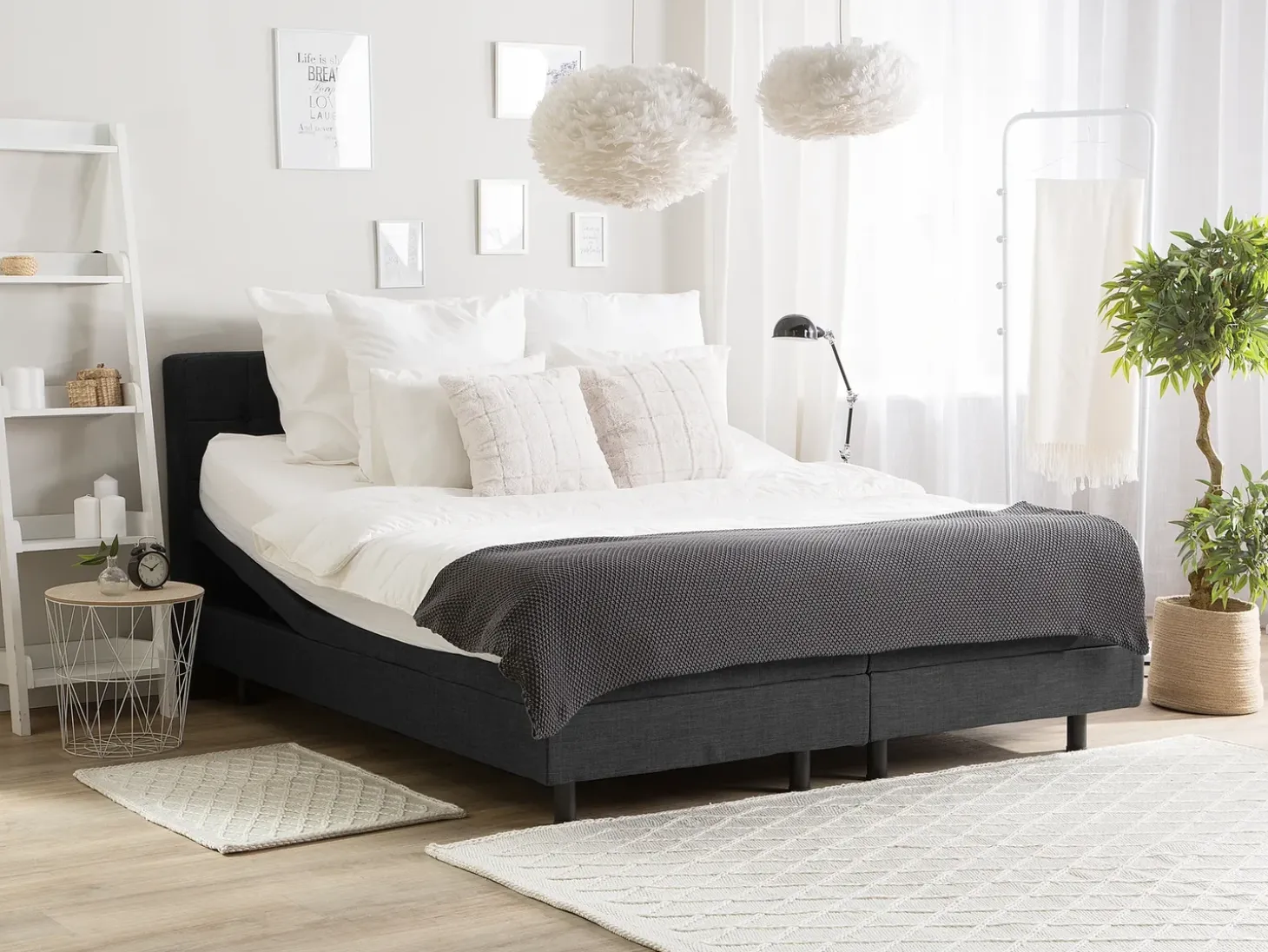 Sale Łóżko regulowane DUKE 180 x 200 cm Ciemno Łóżka Tapicerowane|Łóżka Podwójne