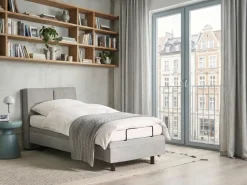 Hot Łóżko regulowane VICEROY 90 x 200 cm Jasnoszary Łóżka Tapicerowane|Łóżka Regulowane