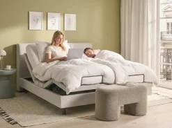 Sale Łóżko regulowane VICEROY 180 x 200 cm Jasnobeżowy Łóżka Tapicerowane|Łóżka Podwójne
