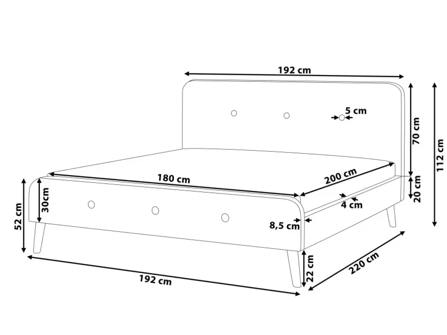 Best RENNES 180 x 200 cm Ciemnoszary Łóżka Tapicerowane|Łóżka Podwójne