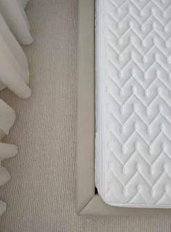 Discount ROISEL 180 x 200 cm Jasnobeżowy Łóżka Tapicerowane|Łóżka Podwójne