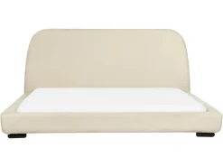 Discount ROISEL 180 x 200 cm Jasnobeżowy Łóżka Tapicerowane|Łóżka Podwójne