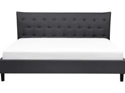 Outlet Łóżko SAVERNE 180 x 200 cm Ciemnoszary Łóżka Tapicerowane|Łóżka Podwójne