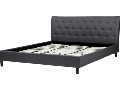 Outlet Łóżko SAVERNE 180 x 200 cm Ciemnoszary Łóżka Tapicerowane|Łóżka Podwójne