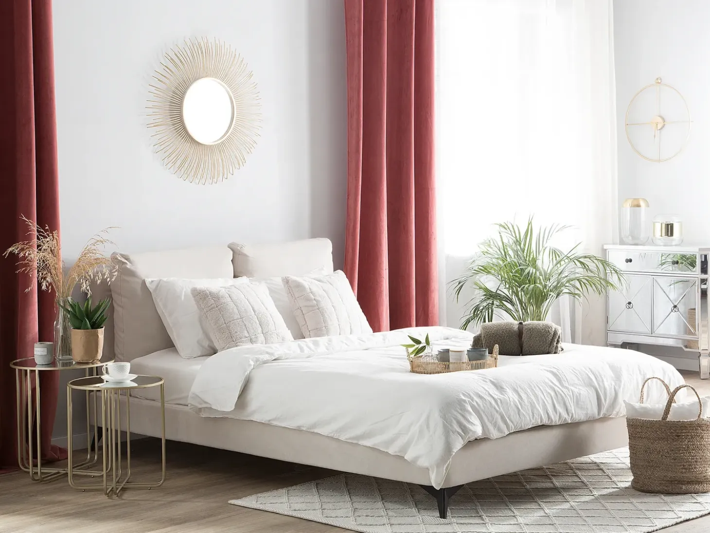 Sale Łóżko MELLE 180 x 200 cm Jasno Łóżka Tapicerowane|Łóżka Podwójne