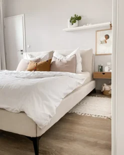 Sale Łóżko MELLE 180 x 200 cm Jasno Łóżka Tapicerowane|Łóżka Podwójne