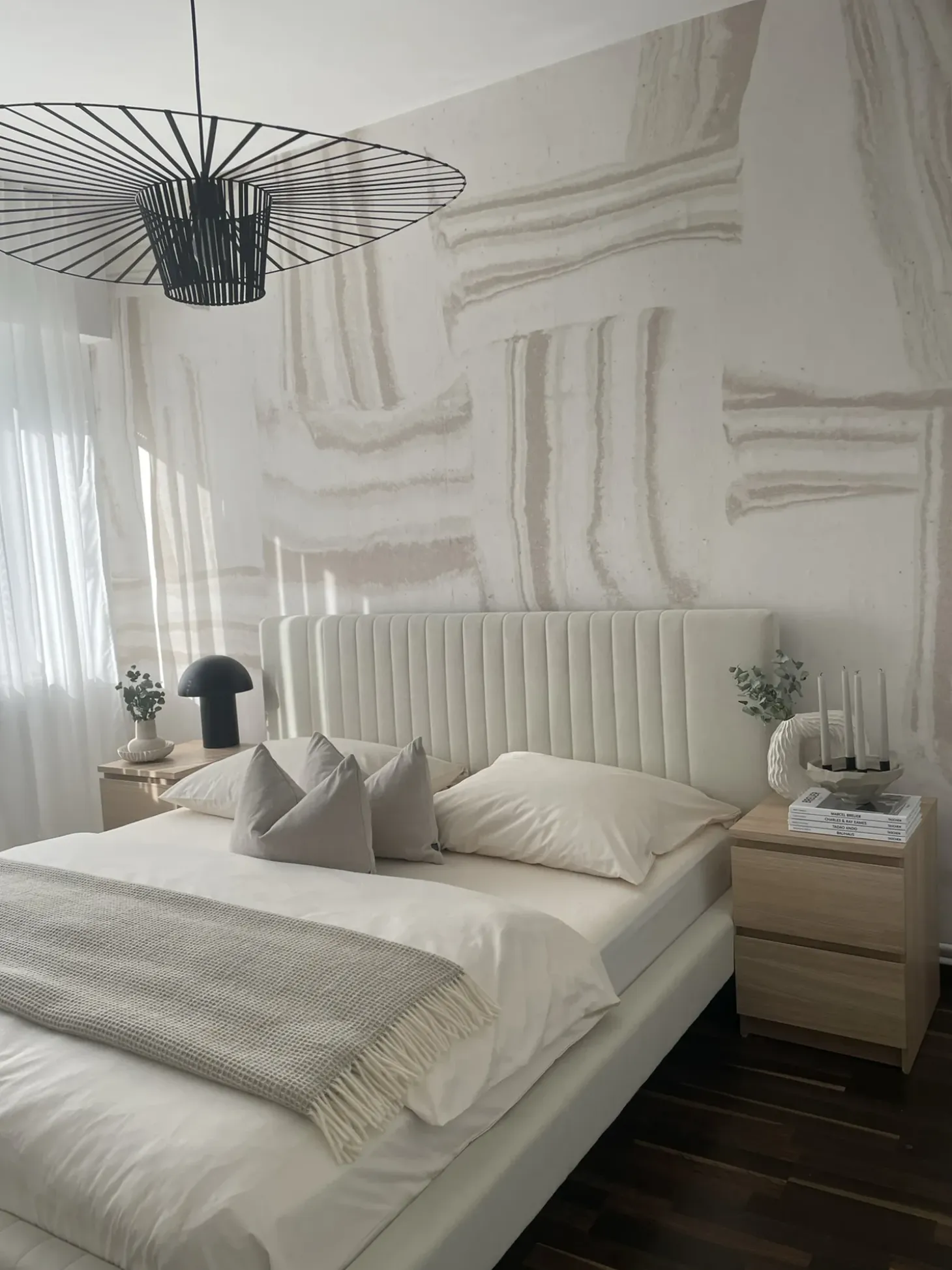 Outlet Łóżko Szenil TALENCE 180 x 200 cm Jasnobeżowy Łóżka Tapicerowane|Łóżka Podwójne