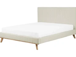 Outlet Łóżko Szenil TALENCE 180 x 200 cm Jasnobeżowy Łóżka Tapicerowane|Łóżka Podwójne