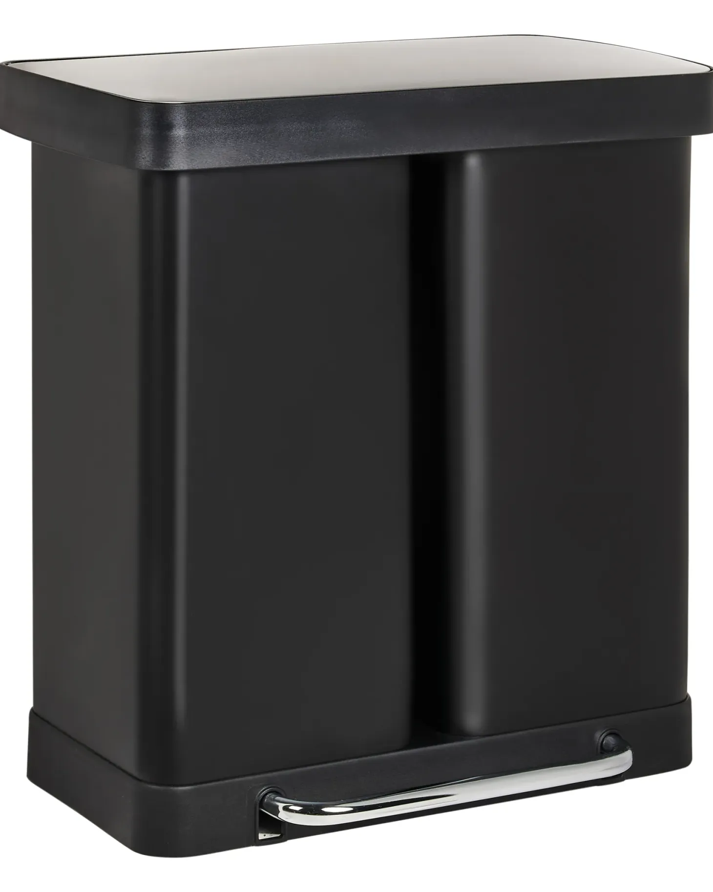 Kosz na śmieci z pedałem dwukomorowy 60 L ECOSORT Metal Czarny