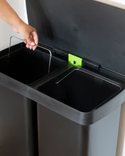 Kosz na śmieci z pedałem dwukomorowy 60 L ECOSORT Metal Czarny