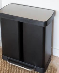 Kosz na śmieci z pedałem dwukomorowy 60 L ECOSORT Metal Czarny