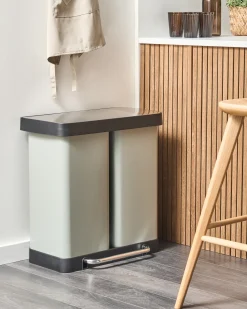 Kosz na śmieci z pedałem dwukomorowy 60 L ECOSORT Metal Jasnozielony