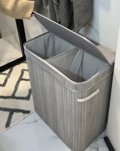 Kosz na pranie KALTHOTA Bambus Szary 100 L