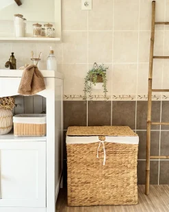 Kosz na pranie LANGSON Plecionka Naturalny 75 L