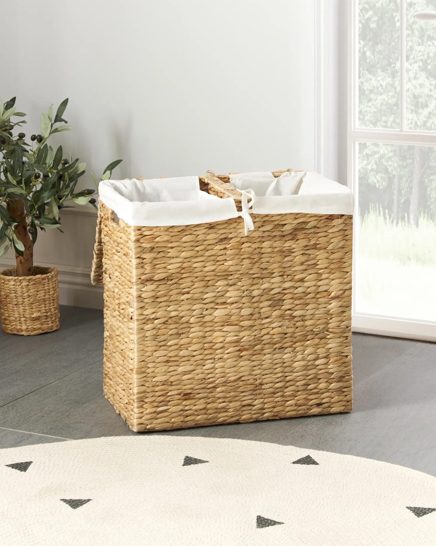 Kosz na pranie LANGSON Plecionka Naturalny 75 L