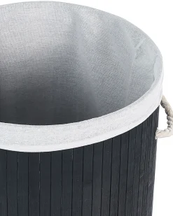 Kosz na pranie SANNAR Bambus Czarny 75 L