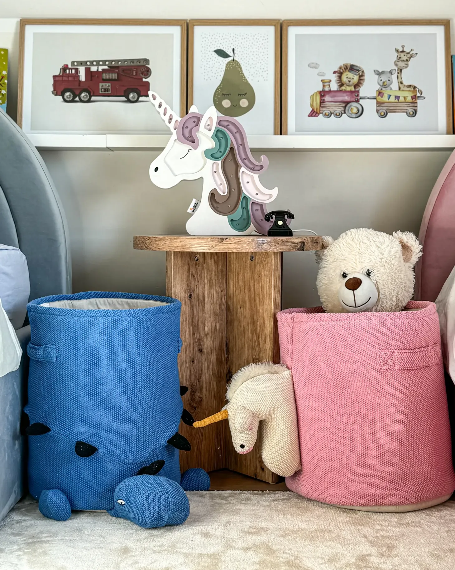 Kosz na zabawki Dinozaur BAGNU Bawełna Niebieski