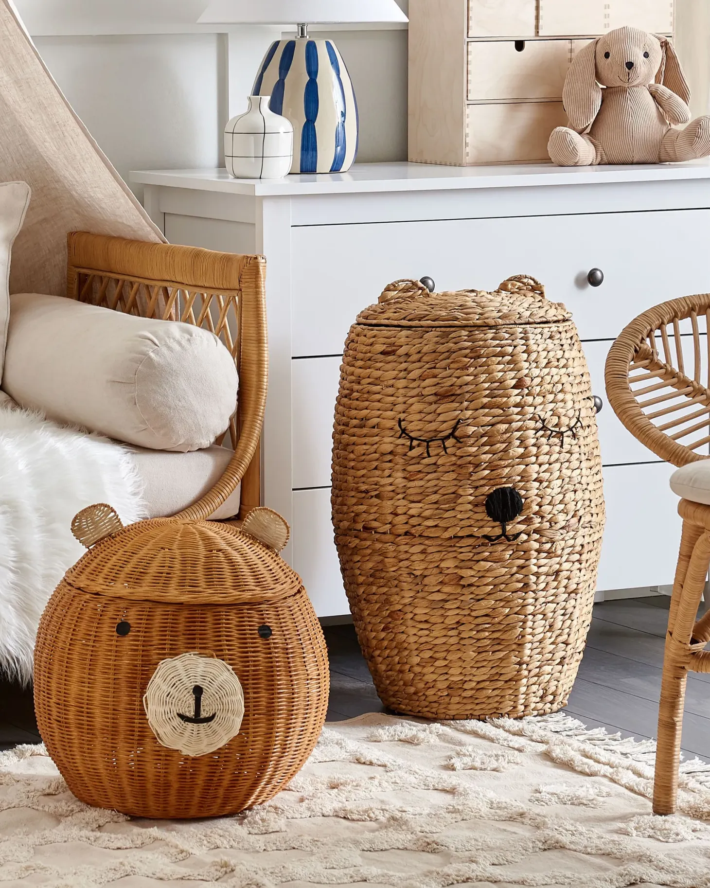 Kosz na zabawki Miś HIMBA Rattan Naturalny