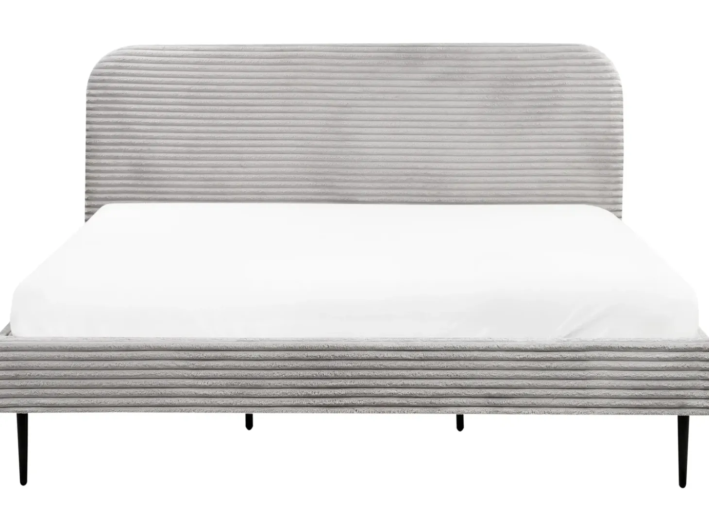 Sztruks FLAYAT 180 x 200 cm Jasnoszary Łóżka Tapicerowane|Łóżka Podwójne