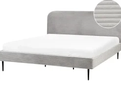 Sztruks FLAYAT 180 x 200 cm Jasnoszary Łóżka Tapicerowane|Łóżka Podwójne