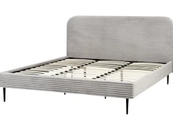 Sztruks FLAYAT 180 x 200 cm Jasnoszary Łóżka Tapicerowane|Łóżka Podwójne