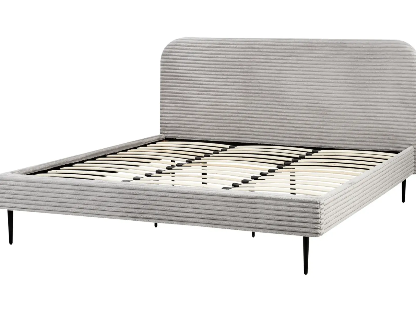 Sztruks FLAYAT 180 x 200 cm Jasnoszary Łóżka Tapicerowane|Łóżka Podwójne