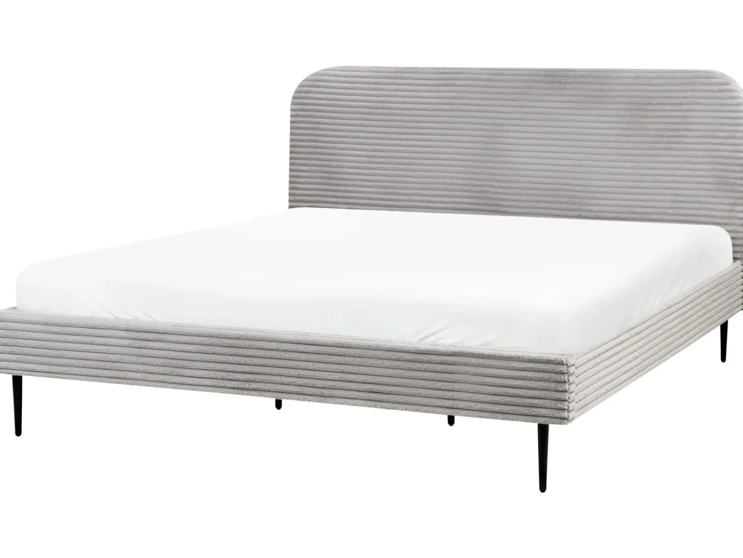 Sztruks FLAYAT 180 x 200 cm Jasnoszary Łóżka Tapicerowane|Łóżka Podwójne