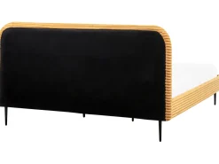 Clearance Sztruks FLAYAT 180 x 200 cm Pomarańczowy Łóżka Tapicerowane|Łóżka Podwójne