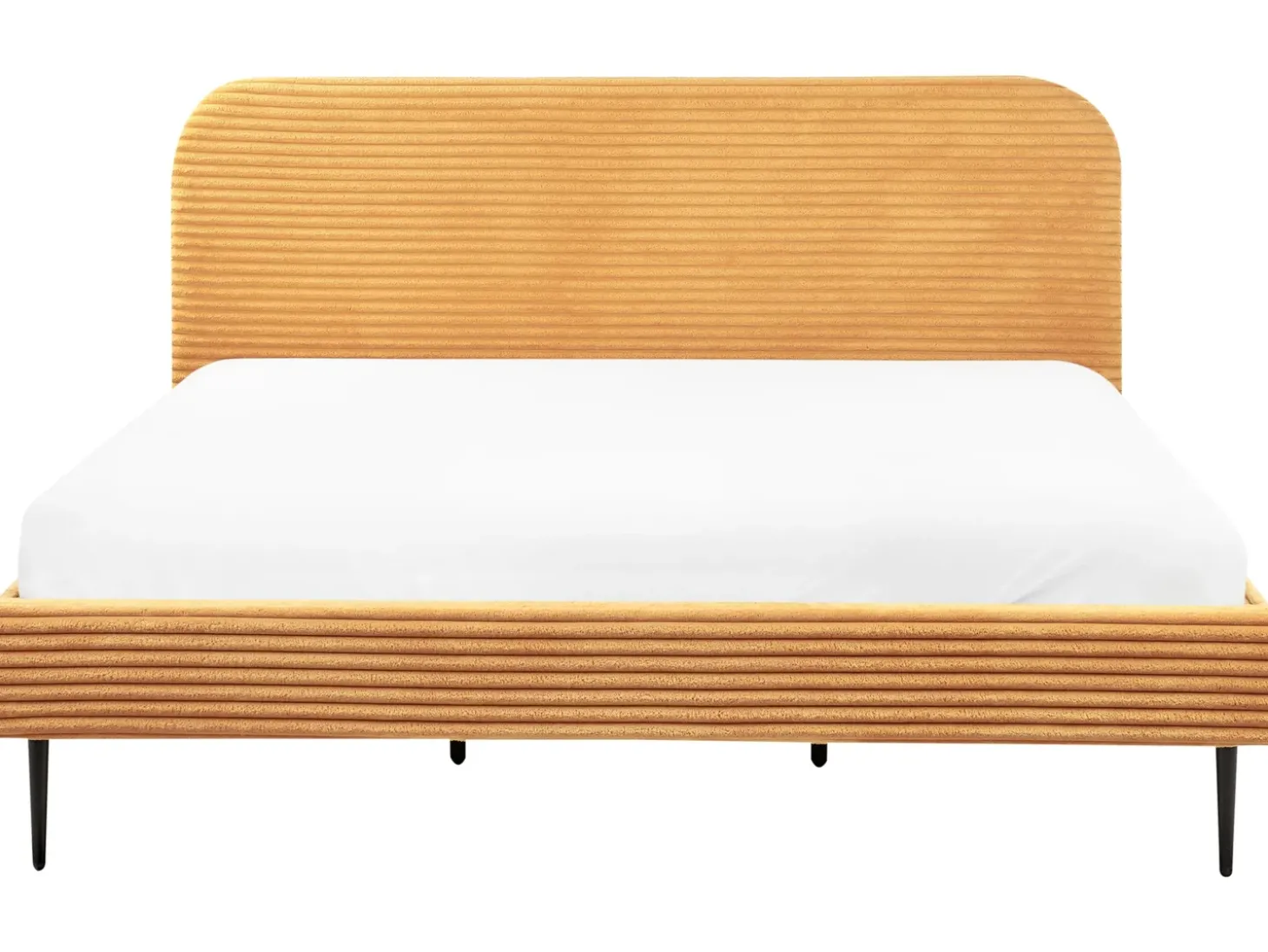 Clearance Sztruks FLAYAT 180 x 200 cm Pomarańczowy Łóżka Tapicerowane|Łóżka Podwójne