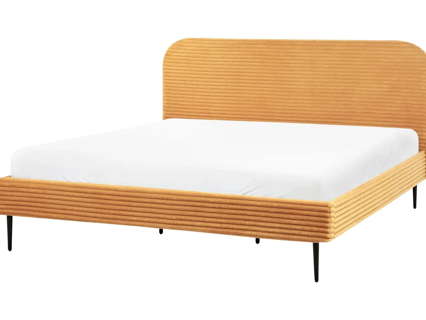 Clearance Sztruks FLAYAT 180 x 200 cm Pomarańczowy Łóżka Tapicerowane|Łóżka Podwójne