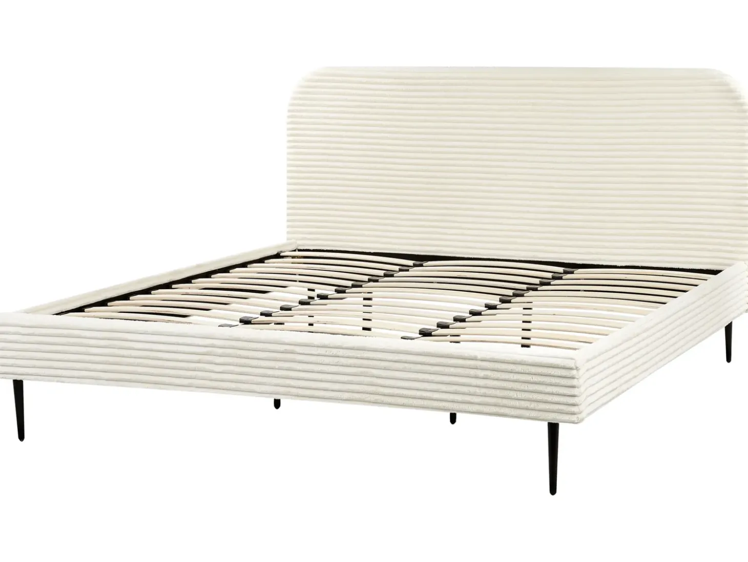 Discount Sztruks FLAYAT 180 x 200 cm Złamana biel Łóżka Tapicerowane|Łóżka Podwójne