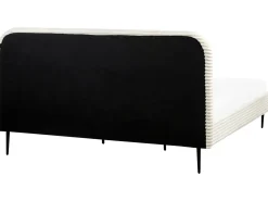 Discount Sztruks FLAYAT 180 x 200 cm Złamana biel Łóżka Tapicerowane|Łóżka Podwójne