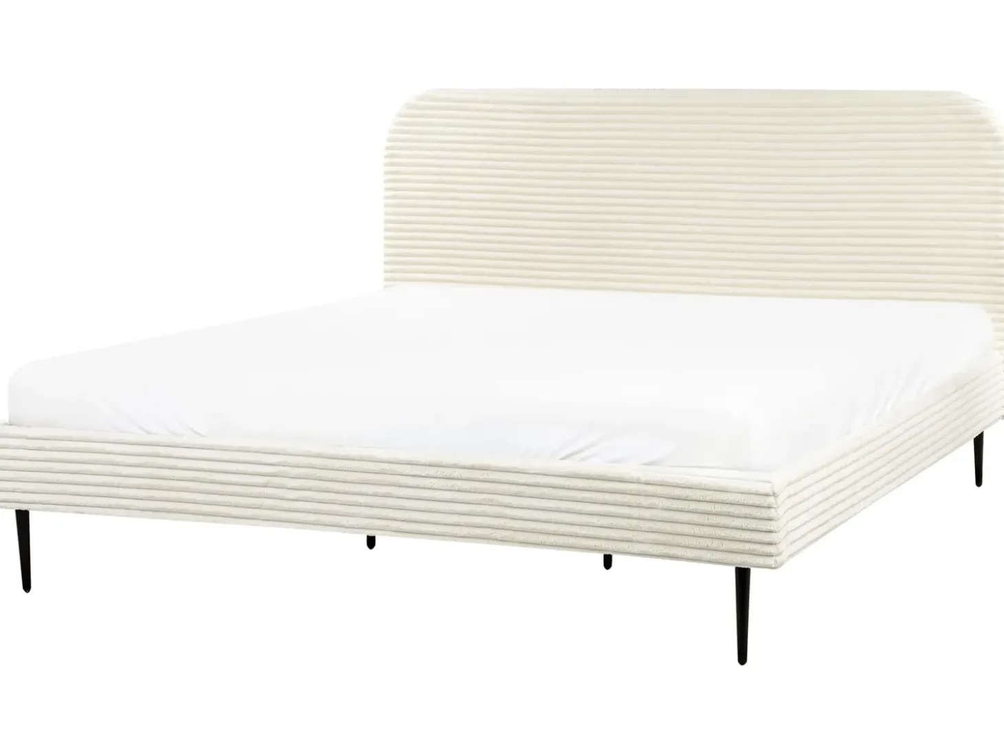 Discount Sztruks FLAYAT 180 x 200 cm Złamana biel Łóżka Tapicerowane|Łóżka Podwójne