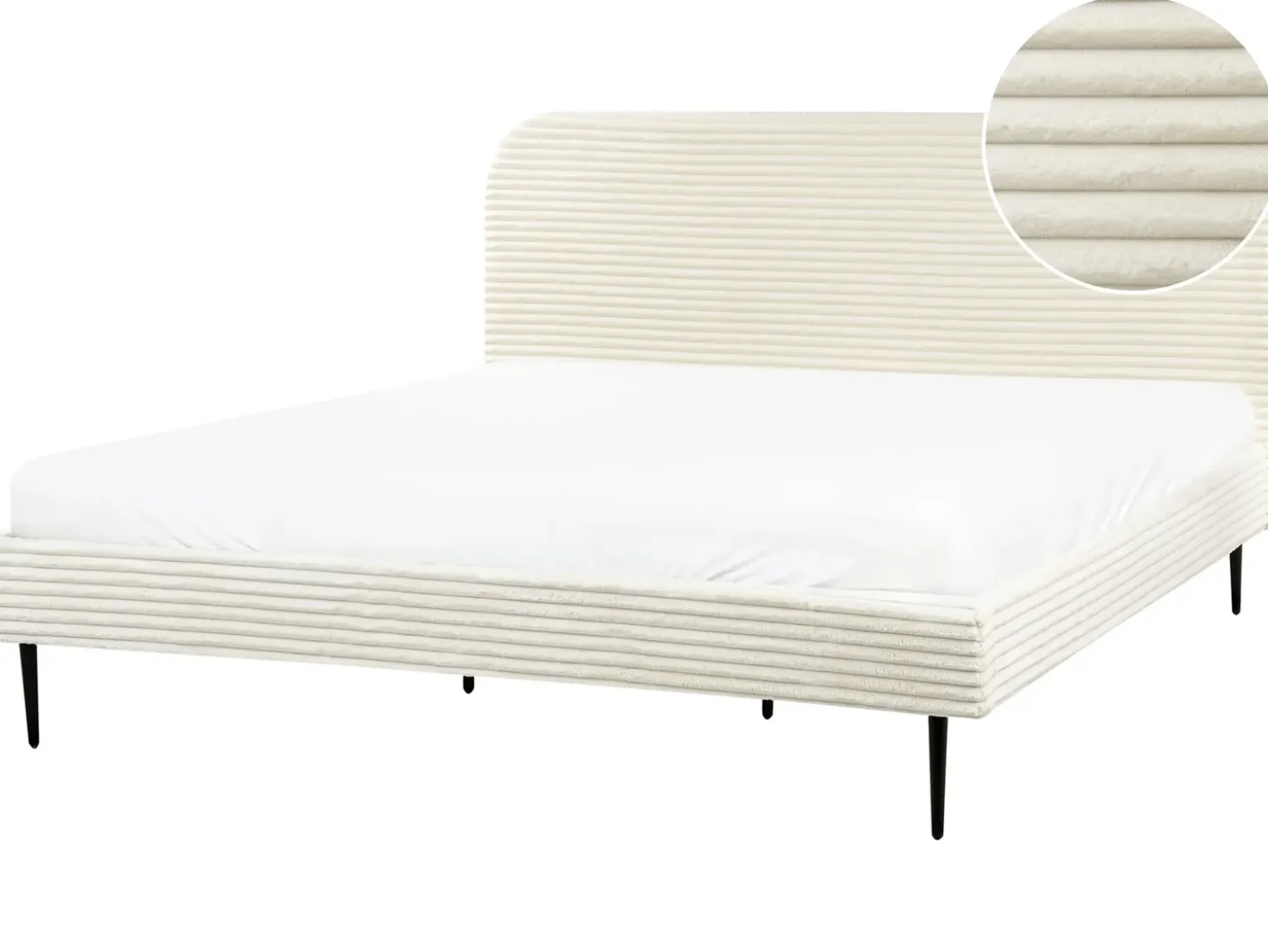 Discount Sztruks FLAYAT 180 x 200 cm Złamana biel Łóżka Tapicerowane|Łóżka Podwójne