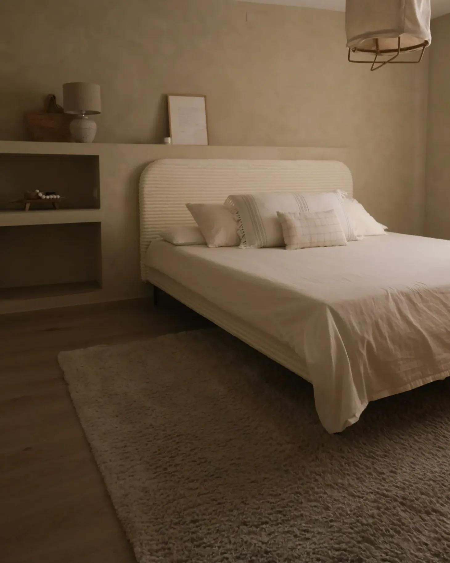 Discount Sztruks FLAYAT 180 x 200 cm Złamana biel Łóżka Tapicerowane|Łóżka Podwójne