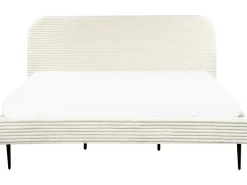 Discount Sztruks FLAYAT 180 x 200 cm Złamana biel Łóżka Tapicerowane|Łóżka Podwójne