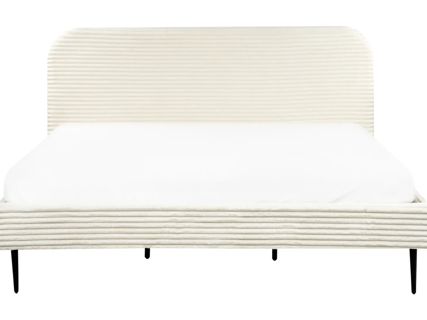 Discount Sztruks FLAYAT 180 x 200 cm Złamana biel Łóżka Tapicerowane|Łóżka Podwójne
